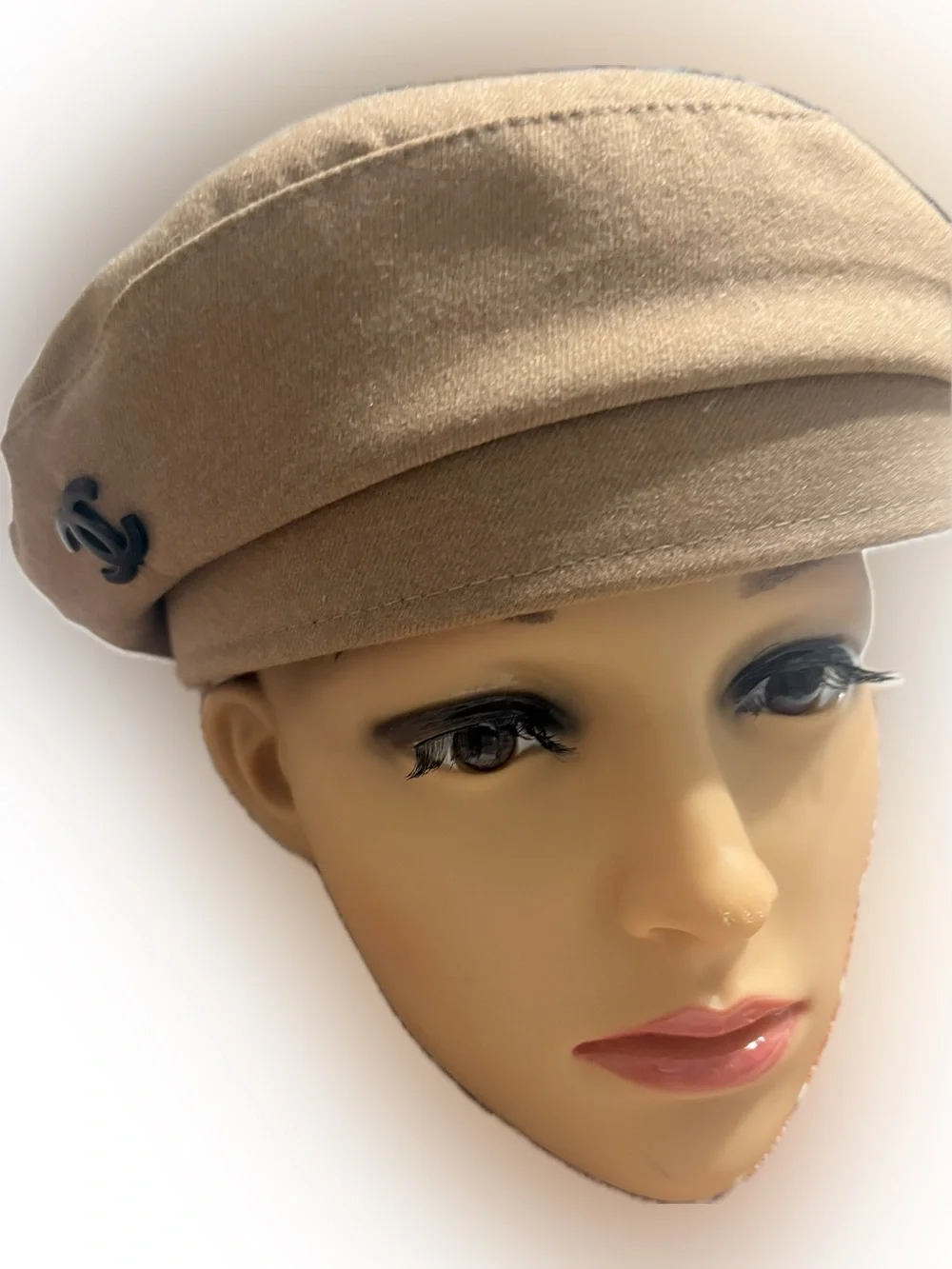 Inspire Beige Beret with Black Logo Accent